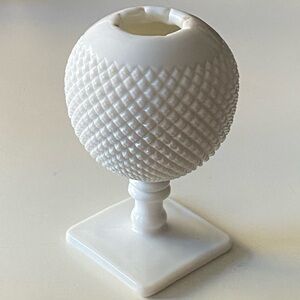 Vintage Westmoreland English Hobnail Milk Glass Ivy Ball Pedestal Vase